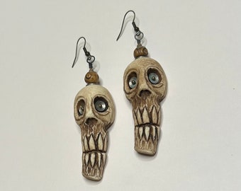 Tiki Glow In The Dark Zombie Head Earrings