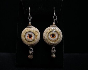 Forest Witch Eyes Zombie Head Earrings