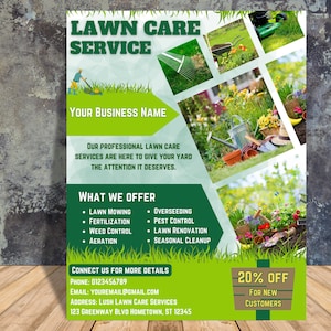 Lawn Care Flyer Template | Lawn Mowing, Maintenance, Service, Gardening, Landscaping, Landscape Design Flyers | Custom Garden Service Flyer