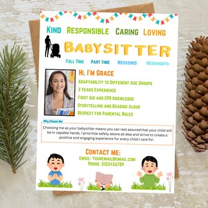 Babysitting Flyer, Childcare Flyer, Babysitter Flyer, Nanny Flyer ...
