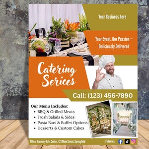 Editable Catering Flyer Template: Restaurant Menu Design (Canva)