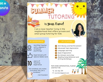 Bearbeitbare Nachhilfe Flyer Vorlage für Englisch, Mathe (PDF)