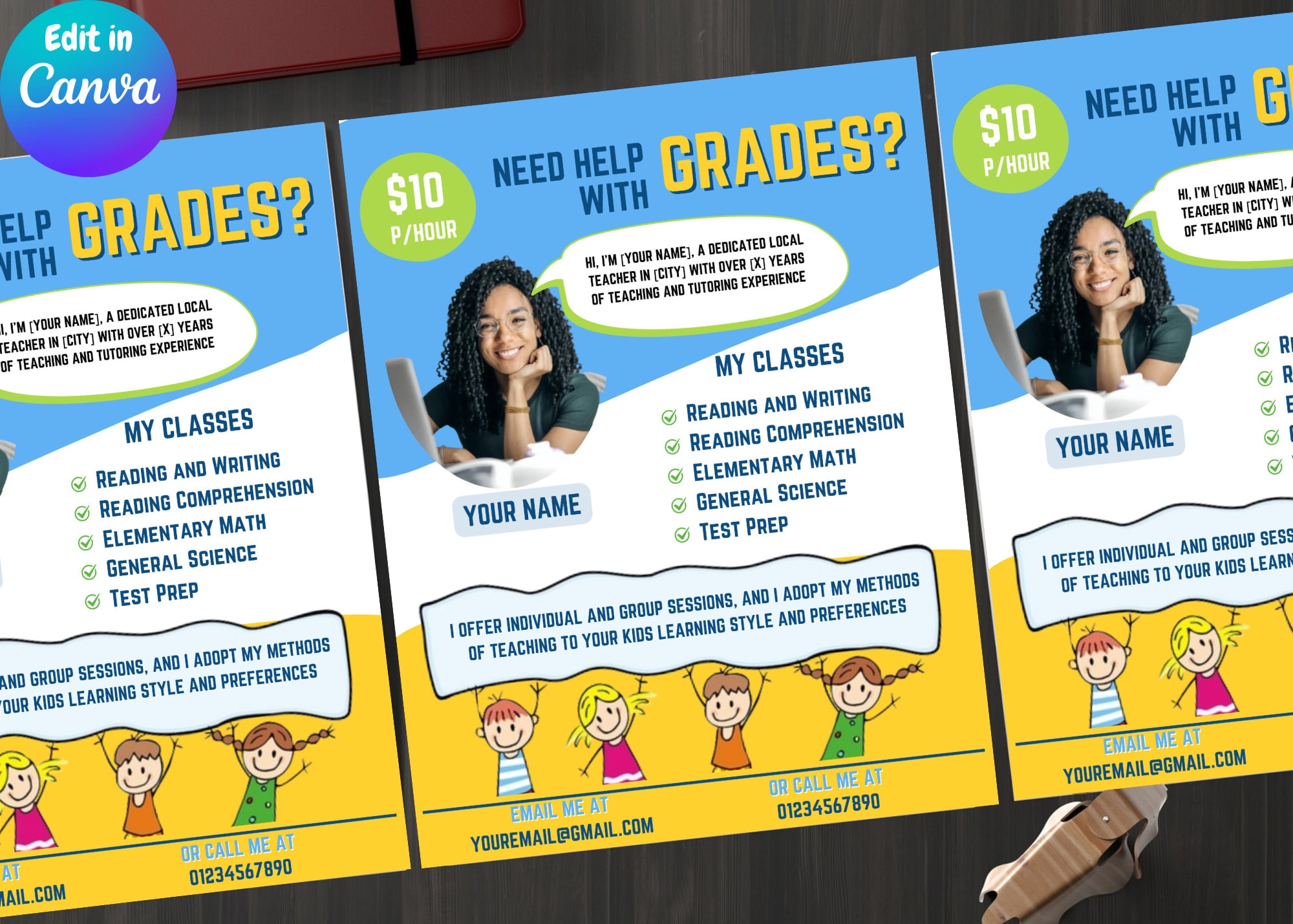 Printable Tutoring Flyer Template | English, Math Tutor Designs | Online, Summer, Kids Tutoring ...