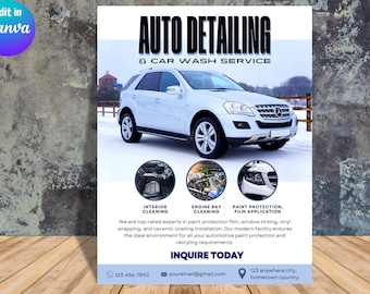 Car Detailing Flyer: Auto Wash, Promotional Template (PDF)