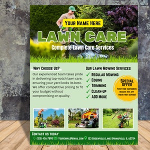 Lawn Care Flyer Template | Lawn Mowing, Maintenance, Service, Gardening, Landscaping, Landscape Design Flyers | Custom Garden Service Flyer