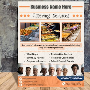 Editable Catering Flyer Template: Restaurant Menu Design (Canva)