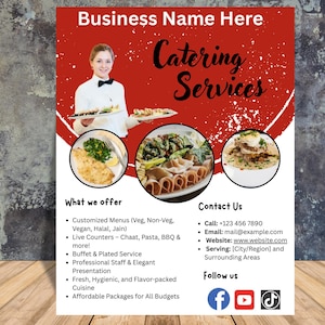 Editable Catering Flyer Template: Restaurant Menu Design (Canva)