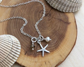 Starfish Necklace / Charm Necklace / Simple Silver Necklace / Ocean Jewelry / Sterling Silver Jewelry