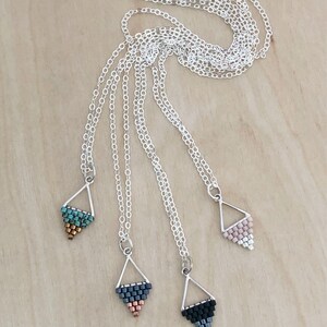 Mini Triangle Beadwork Pendants / Beadwork Necklace / Beaded Pendant / Minimalist Necklace image 2