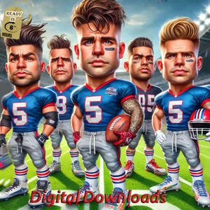 CUSTOM AMERICAN FOOTBALL Team Caricature Perfect Gift for Sportsman Rugby Enthusiasts Player and Teammates Hand Drawn Sketches Available