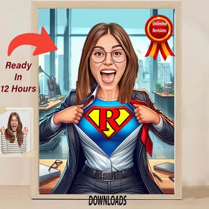 Caricatura de superjefe, de Photo Boss Regalo para hombre, mujer Dibujos animados de jefe Caricatura divertida de jefe Regalo de caricatura de jefe para regalo de cumpleaños de jefe