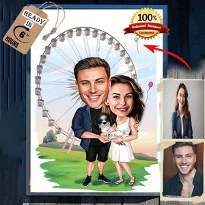 Couple CARICATURE ,Cartoon Portrait, Custom Mr & Mrs Caricature Drawing,Funny Couple Caricature, Gift for Couple, Family Portrait,Caricature