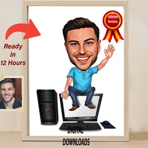 Custom Software Engineer Caricature Programmer Gift Perfect For Coder Web Designer Computer Science Gift Computer Engineer Gift Hacker Gift