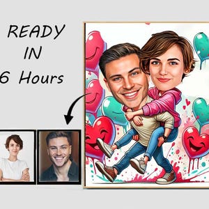 Valentine Gift For Finance Couple Caricature, Couple Cartoon Portrait, Couple Portrait, Couple Caricature, Family PortraitCustom Caricature