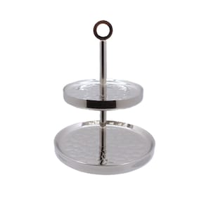 Double-Wall 2-Tier Stainless Steel Cupcake Stand with Ring Knob/ 300041