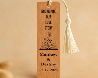 Personalized Wooden Bookmark Favors – Bulk Set of 100 Wedding or Party Keepsakes