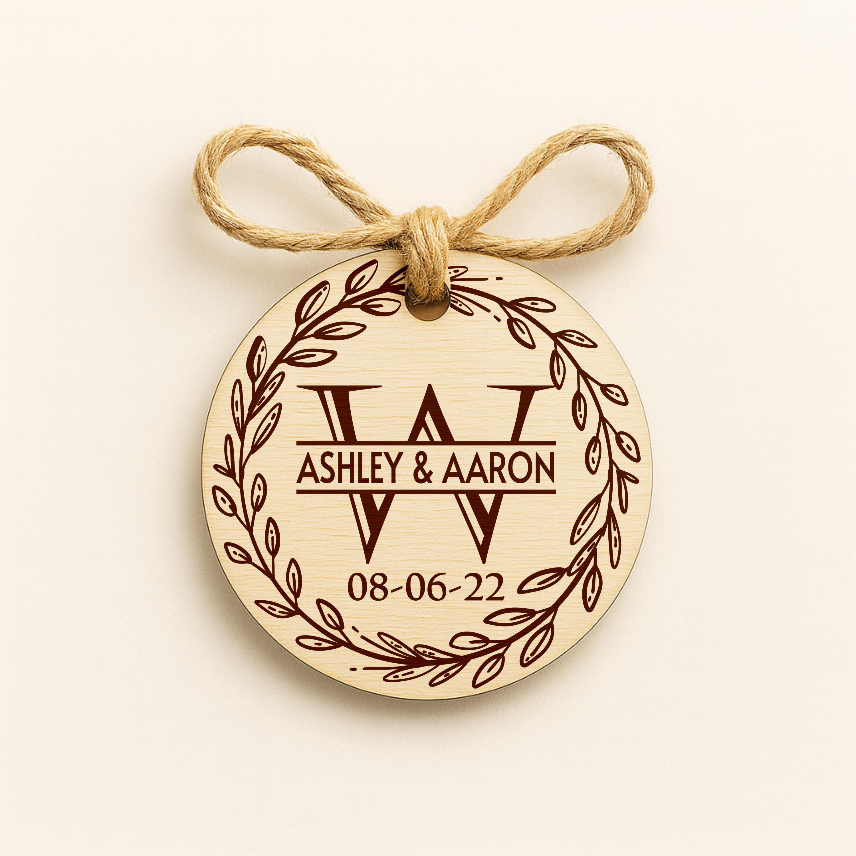Custom Wood Wedding Favors - Personalized Ornaments, Bulk Family Reunion Gifts, Christmas Guest Keepsake