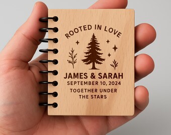 Personalized Mini Baltic Birch Notebook Favors: Rustic Christmas Gifts