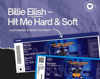 Billie Eilish, Hit Me Hard And Soft Tour – Custom Concert Ticket/Fan Souvenir