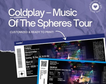 Coldplay, Music Of The Spheres World Tour – Aangepast concertticket/fan-souvenir