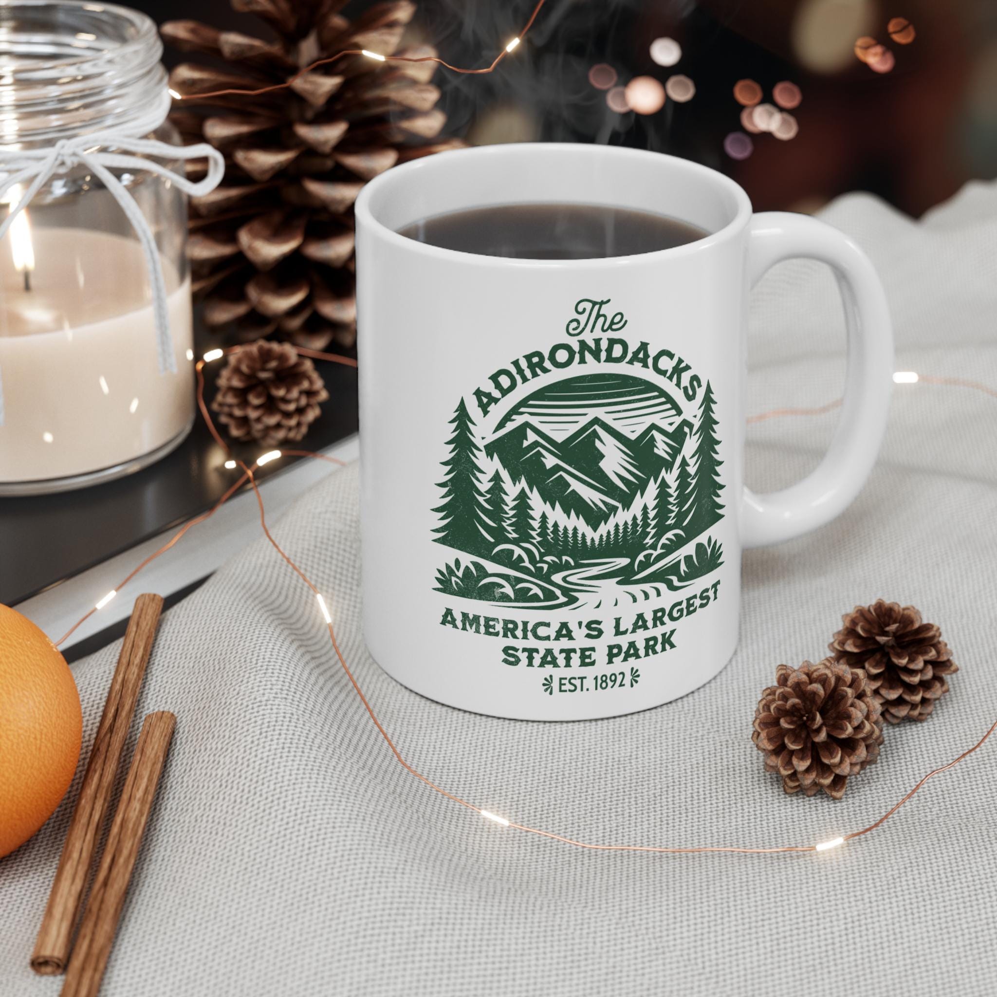Retro Adirondacks Mug, ADK Coffee Mug, Upstate NY Adirondack Mountains  Camping Hiking Lover Gifts, New York State Park, Adventure Lovers Cup