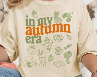 Retro Fall Doodle Shirt, Comfort Colors In My Autumn Era Graphic Tee, Cute T-Shirt For Fall Lover Gift, Sweater Weather T Shirt