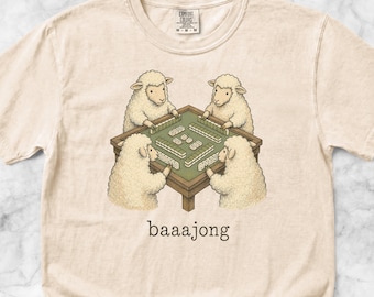 Funny Mahjong Shirt, Sheep Playing Mah Jongg, Comfort Colors Game Night Tee, Baaajong Tshirt