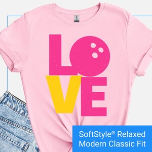 LOVE Bowling Ball Shirt, Bowling Lover T Shirt, Bowling Team Shirt, National Bowling Day TShirt, Women&#39;s Bowling Shirt Gift, Bowling Tee