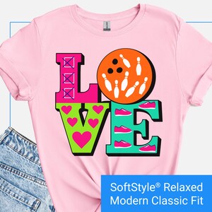LOVE Bowling Ball Shirt, Bowling Lover T Shirt, Bowling Team Shirt, National Bowling Day TShirt, Women&#39;s Bowling Shirt Gift, Bowling Tee