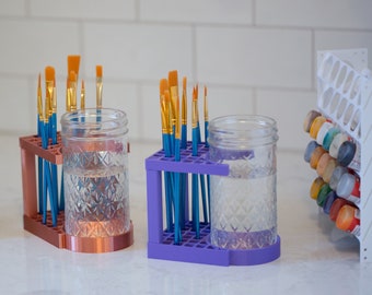 Custom made to order 3D printed paintbrush holder and storage organizer