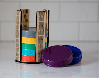 Wooden mason jar plastic large mouth lid organizer