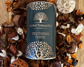 Teething Relief Herbal Tea for Babies - Blend of Chamomile, Lemon Balm, Catnip. Natural Relief for Discomfort, Soothing, Calming.