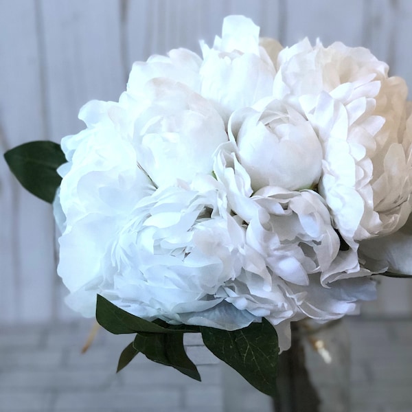 White Peony Bouquet - Silk Flowers - Wedding Bridal - tossing bouquet - wedding, bridal, party, bridesmaids