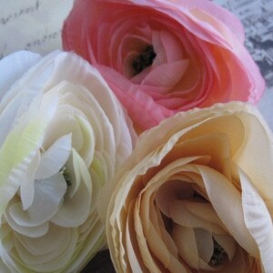 Silk Flowers Pink, Ivory, Tea Stain 3 pcs Delicate Silk Flowers Millinery, Hair Flowers, Crowns, Pins, Cosplay Costume Supply image 1