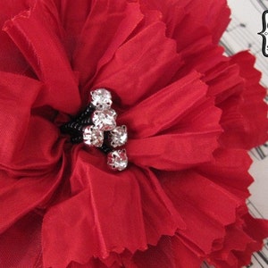 Red Silk Hair Flower Pin Rhinestone - Silk Fabric Flower Millinery Embellishment