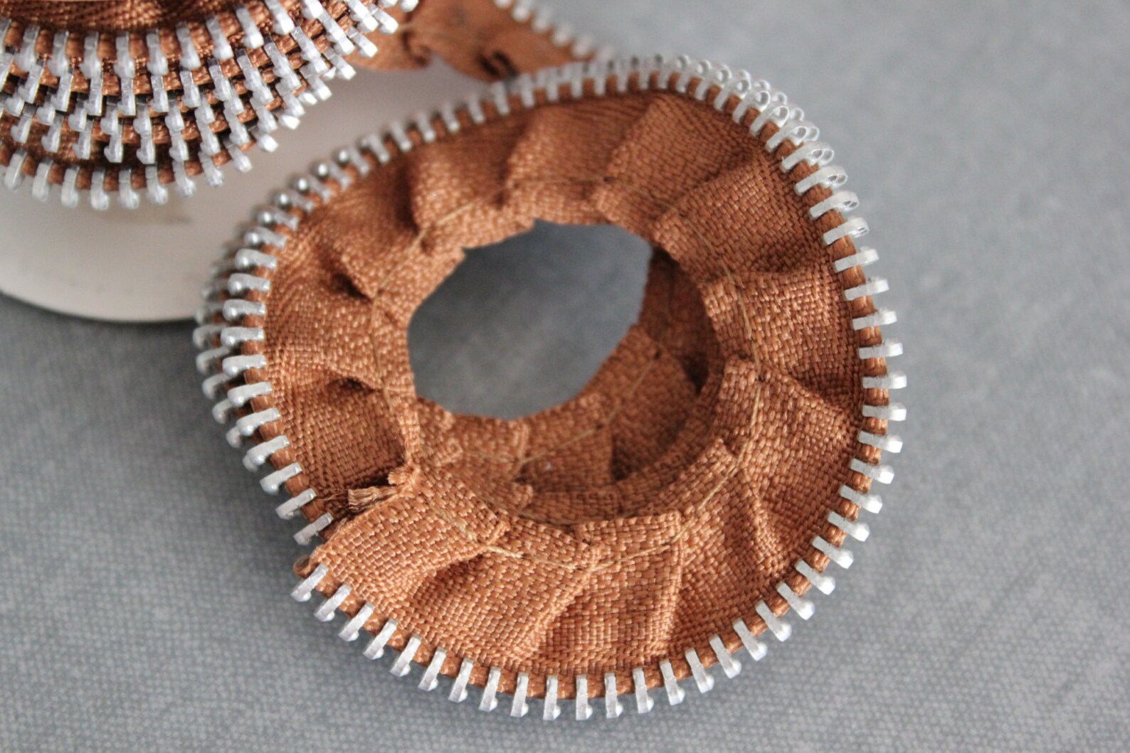 Brown Zipper Ribbon Gathered Trim Tape 1 yard zipper Etsy