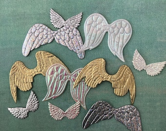 Angel Fairy Wings - 10 PCS Gold, Silver and Pearl - Altered doll cupid fairies