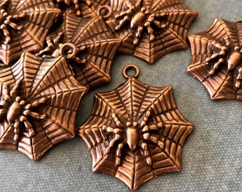 Spider Copper Charm 10 PCS metal 39mm findings embellishment charm collage Halloween spiderweb cosplay