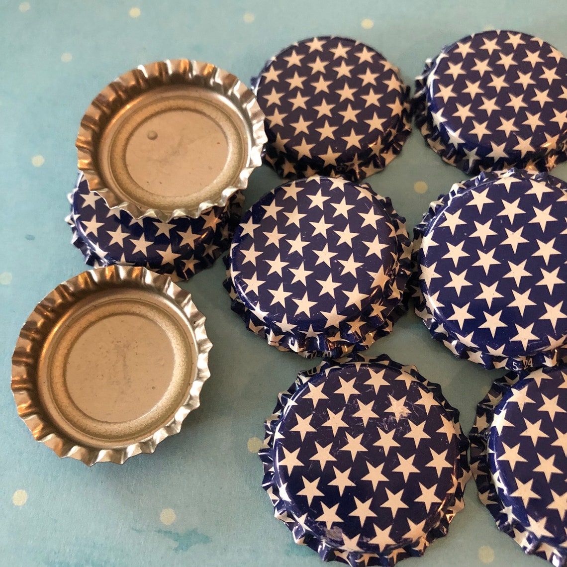 Blue Star Bottle Caps 12 PCS Metal Embellishments Etsy