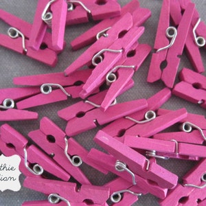 72 Mini Clothespins Hot Pink Wood Wooden Scrapbooking, Baby and Party Supply Supplies image 1