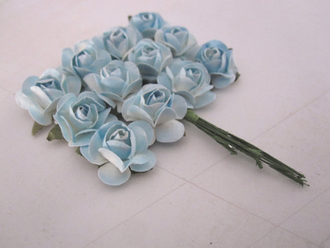 Baby Blue Paper Flowers 36 PCS Small 19 Mm 3/4 Wedding Etsy
