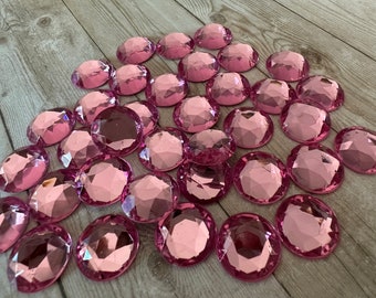 36 Pink Rhinestones 18 mm loose gems - hair bow headband scrapbooking dance cheer costume Kawaii decoden cosplay jewelry supply supplies