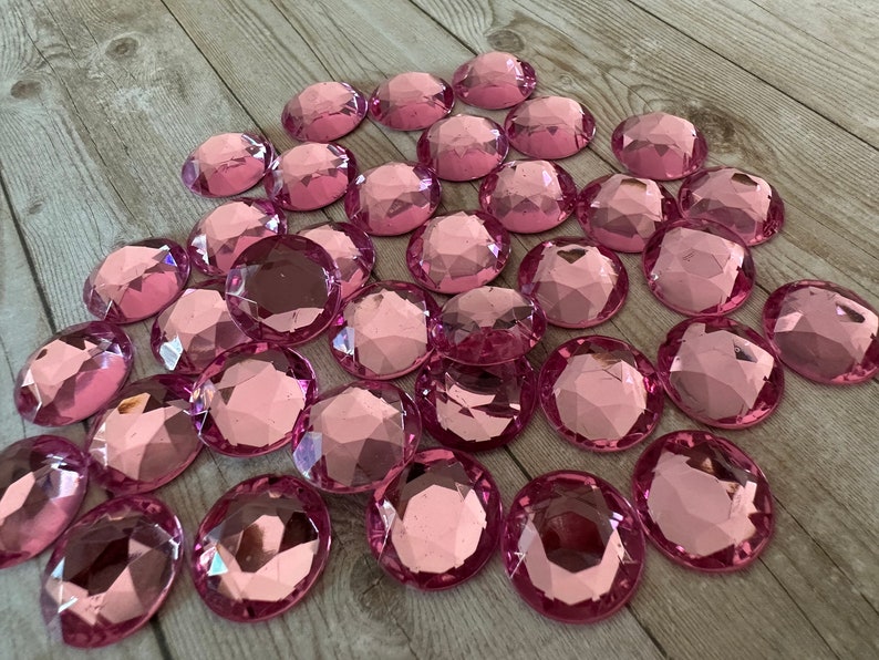 36 Pink Rhinestones 18 mm loose gems hair bow headband scrapbooking dance cheer costume Kawaii decoden cosplay jewelry supply supplies image 1