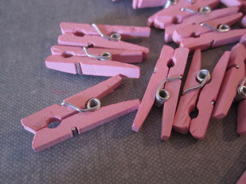 Mini Clothespins Pink wood wooden Baby Girl 24 or 72 PCS Scrapbooking and Party Supply