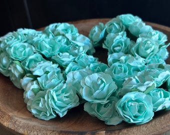 Mint Green Paper Flowers - 72 pcs 1.25” Wedding, Scrapbooking, Party, Pulp, Mulberry, Favor, Bulk Supply