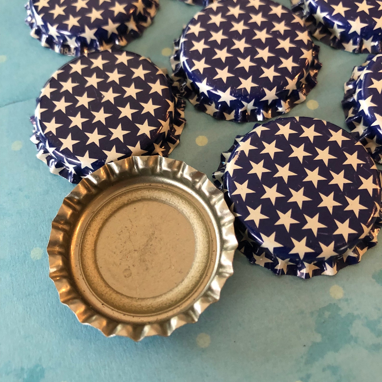 Blue Star Bottle Caps 12 PCS Metal Embellishments Etsy