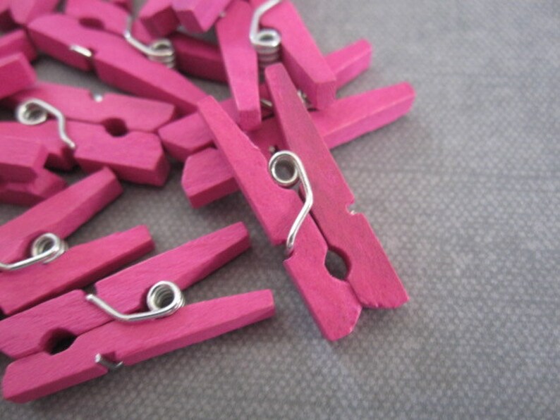 72 Mini Clothespins Hot Pink Wood Wooden Scrapbooking, Baby and Party Supply Supplies image 3