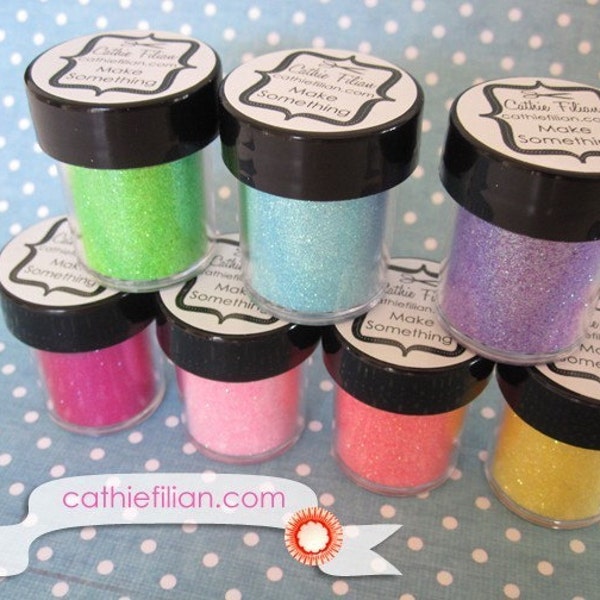 Spring Glitter - 7 Jar pack - Semi-Transparent and Ultrafine Art Glitter Pink - Yellow - Orange -  Blue -  Green -  Purple