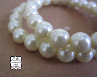 Ivory Pearl Beads 1 ONE 16"  Strand of Pearls - 10mm - Glass - Bridal White, Kawaii, Cosplay, Costume, Supplies, Supply, Cottage Core