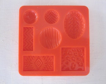 Cabochon Resin Mold, 7 Pattern Silicone designs - polymer clay, candy, plaster, wax, soap, epoxy clay